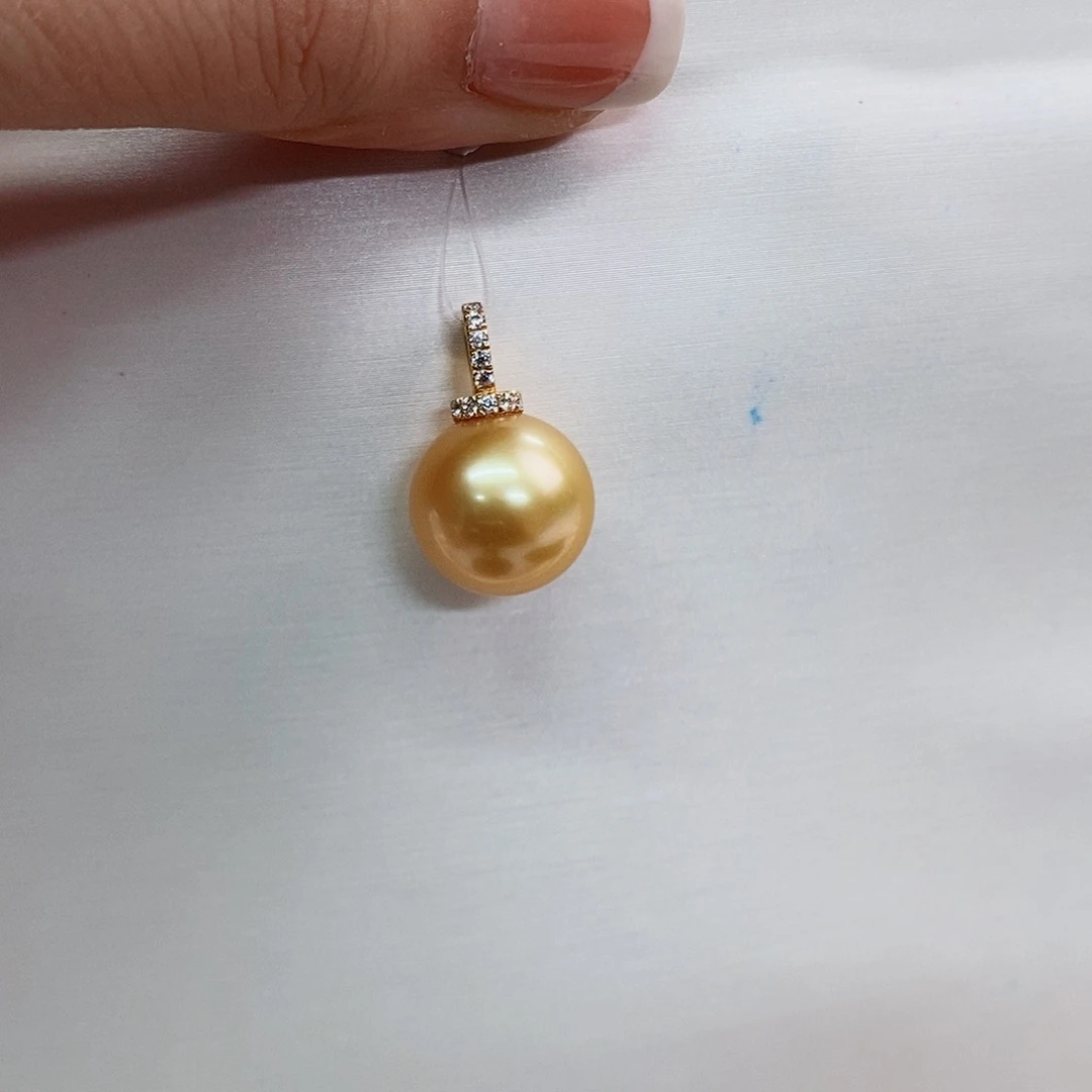 吊坠(不含链)18K金镶嵌海水珍珠13-14