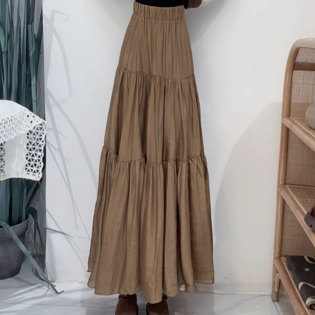 PA42133087莱赛尔面料休闲淑女文艺风松紧带设计包容性强长款纱裙