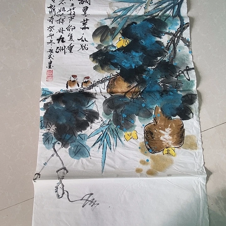 国画三尺手绘花鸟