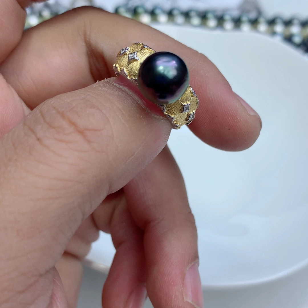 海水珍珠戒指银S925镶嵌