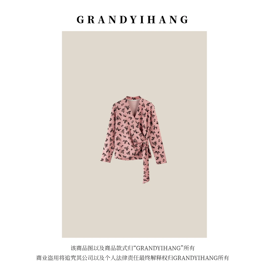 【宠粉专属】早秋新款设计感腰带长袖圆领T恤上衣24209