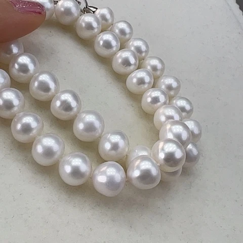 淡水珍珠颈饰银S925镶嵌➕11高品澳白光