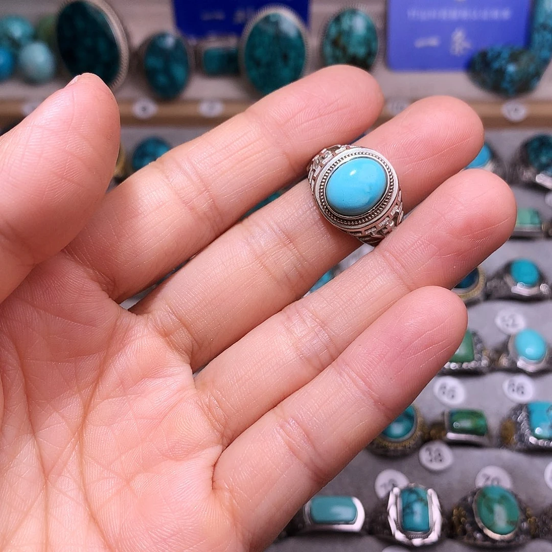 绿松石挂件银S925镶嵌