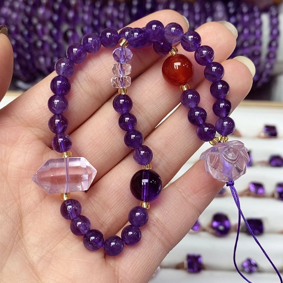 未镶嵌珠宝半成品紫晶手机链