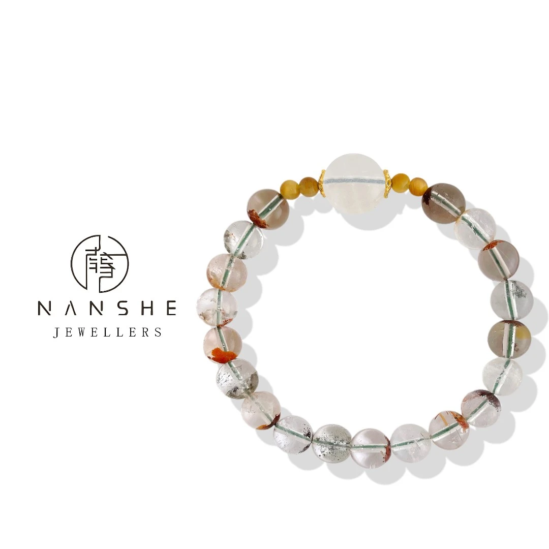 NANSHE/南奢 绿幽灵白幽灵金虎石水晶手串（多样性发其一）