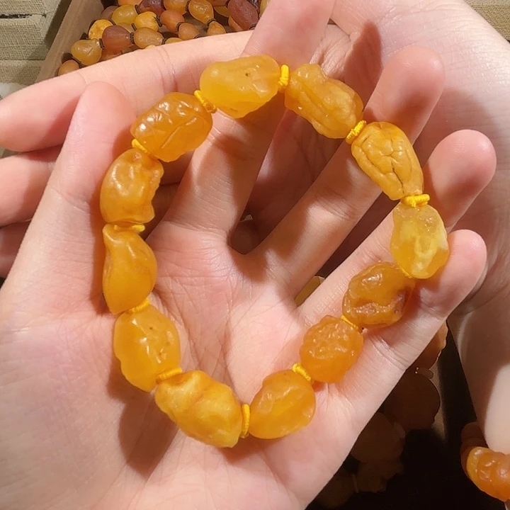 琥珀未镶嵌手链蜜蜡海漂手串