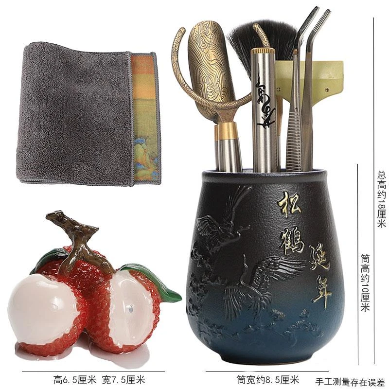 茶道六君子加厚不锈钢茶镊子茶道零配件茶杯夹金属茶夹新款茶笔勺