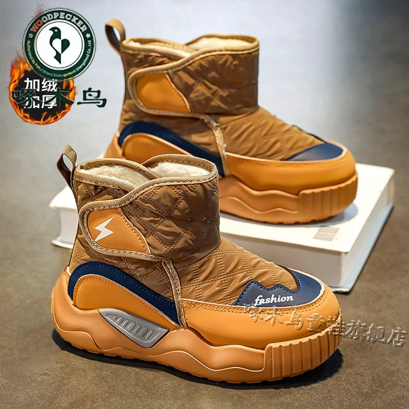 36I°断码男童雪地靴2025新款冬季棉鞋防水保暖中大童东北大棉靴子