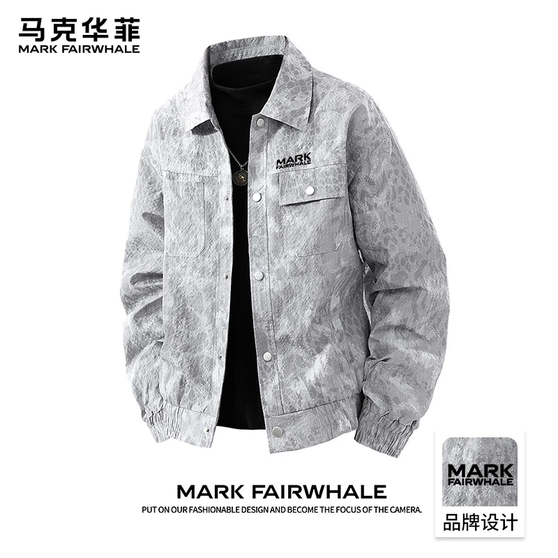 马克华菲扎染外套男士春秋季2025新款休闲翻领夹克潮流百搭棒球服