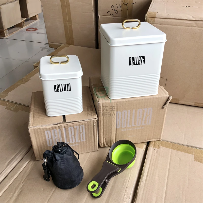 微瑕 3件套！多功能铁艺收纳箱宠物储粮罐套装洗衣粉储物罐