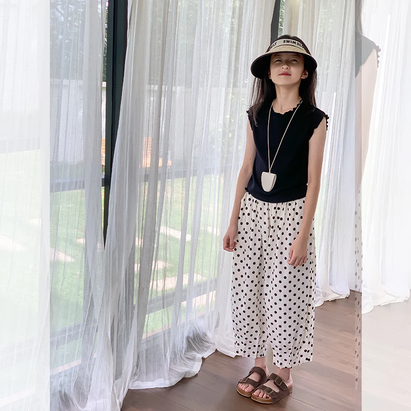 西西家女童2025夏季新款潮流花边背心儿童休闲百搭无袖上衣KD9206