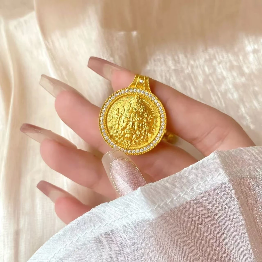 黄金 足金999 5G工艺 黄财吊坠罗盘款吊坠 金重10.82克