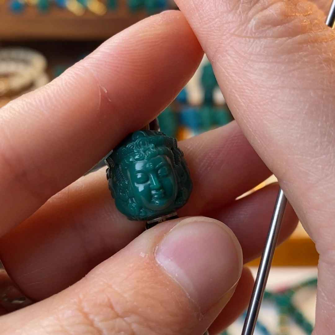 琉璃DIY地狱色14mm三世佛1个