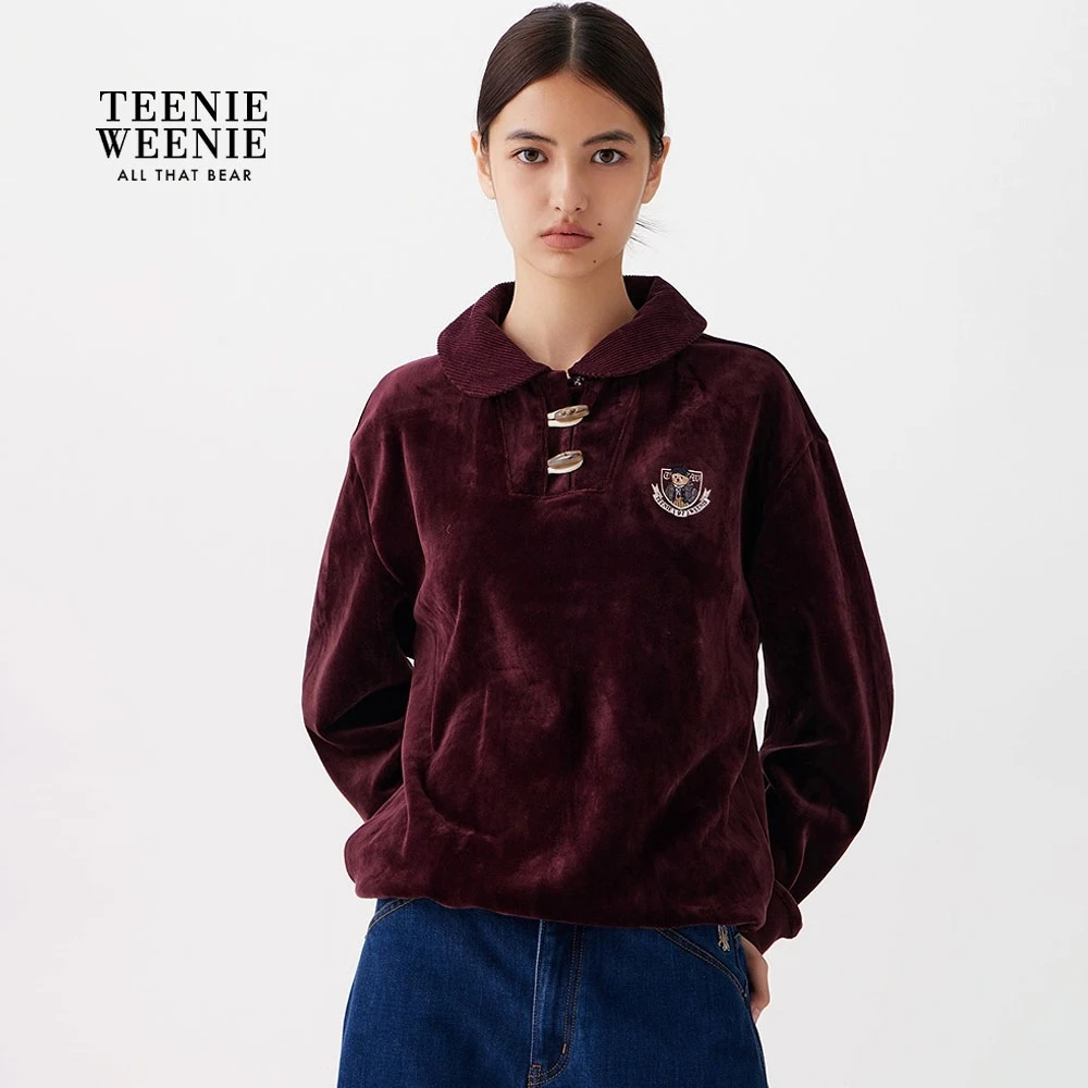 TeenieWeenie小熊女卫衣25时髦撞色翻领休闲舒适上衣TTMA258TCFA