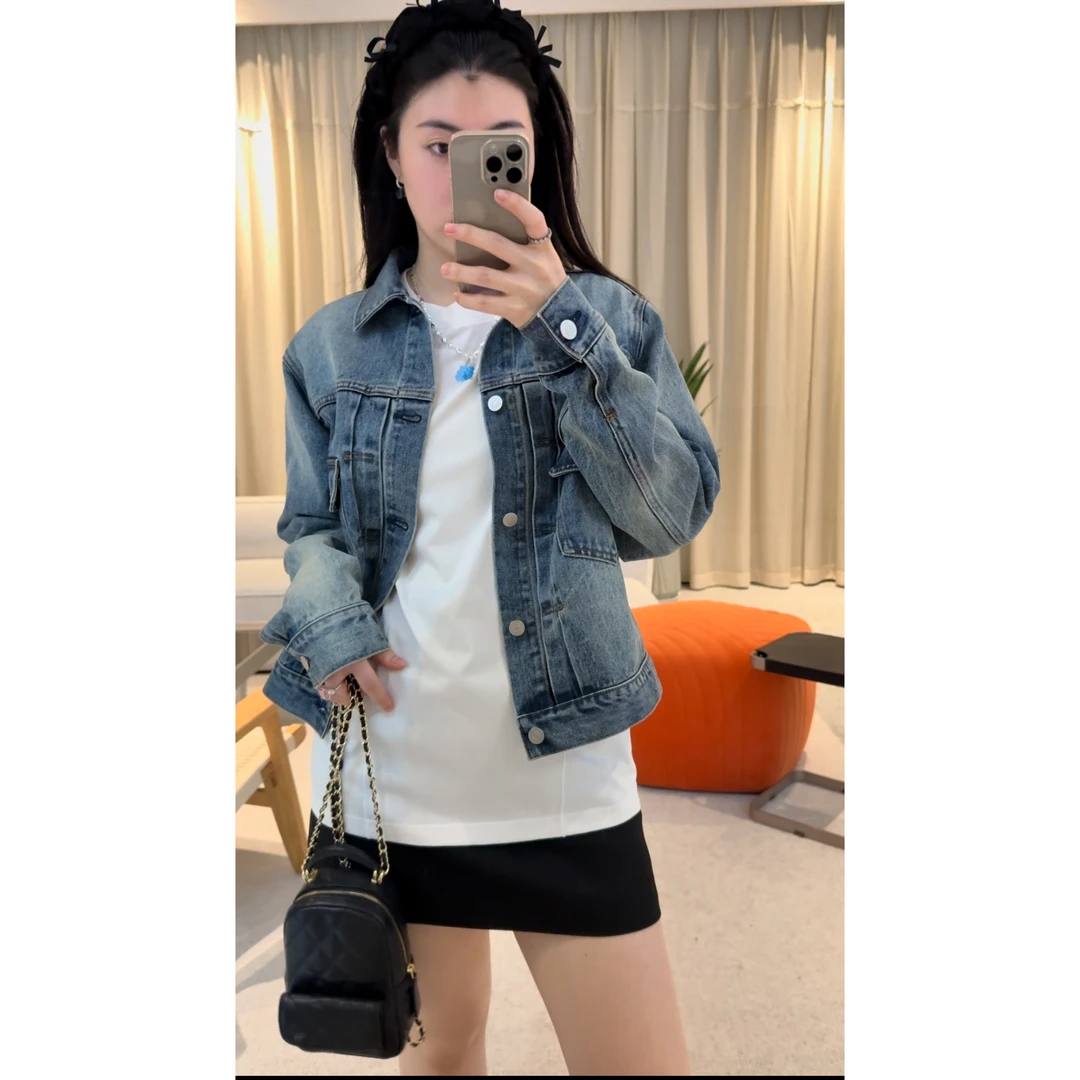 PM王囡囡 蓝色翻领牛仔外套 ND1A0158