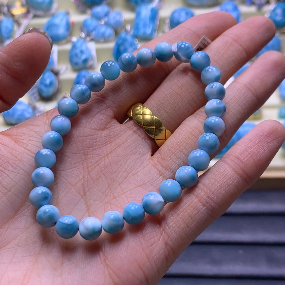 针钠钙石（海纹石）未镶嵌手链性价7mm手串色差略异