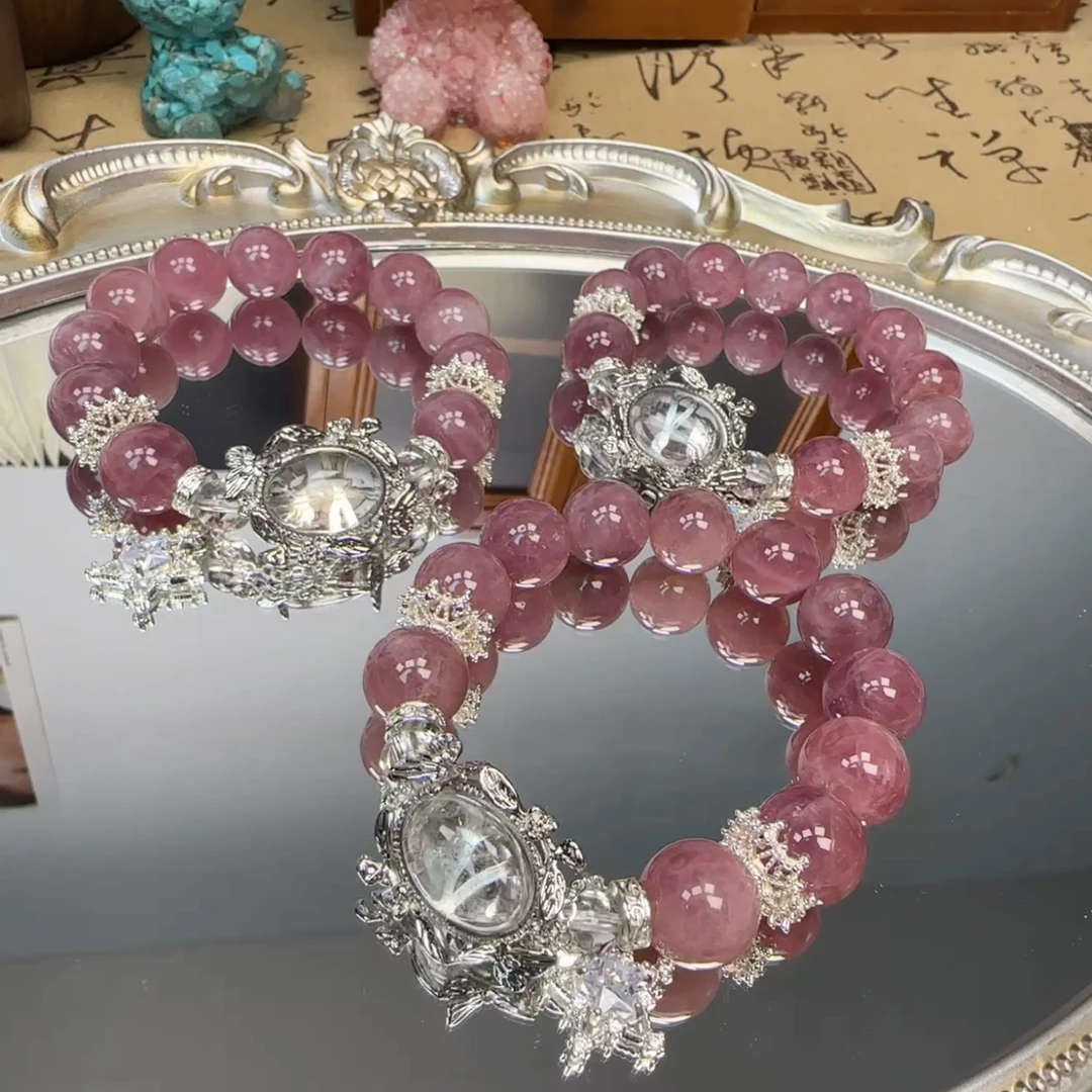 《月下棠花》13mm+老矿料紫调粉水晶手串1156 颜色微差 多样性发一