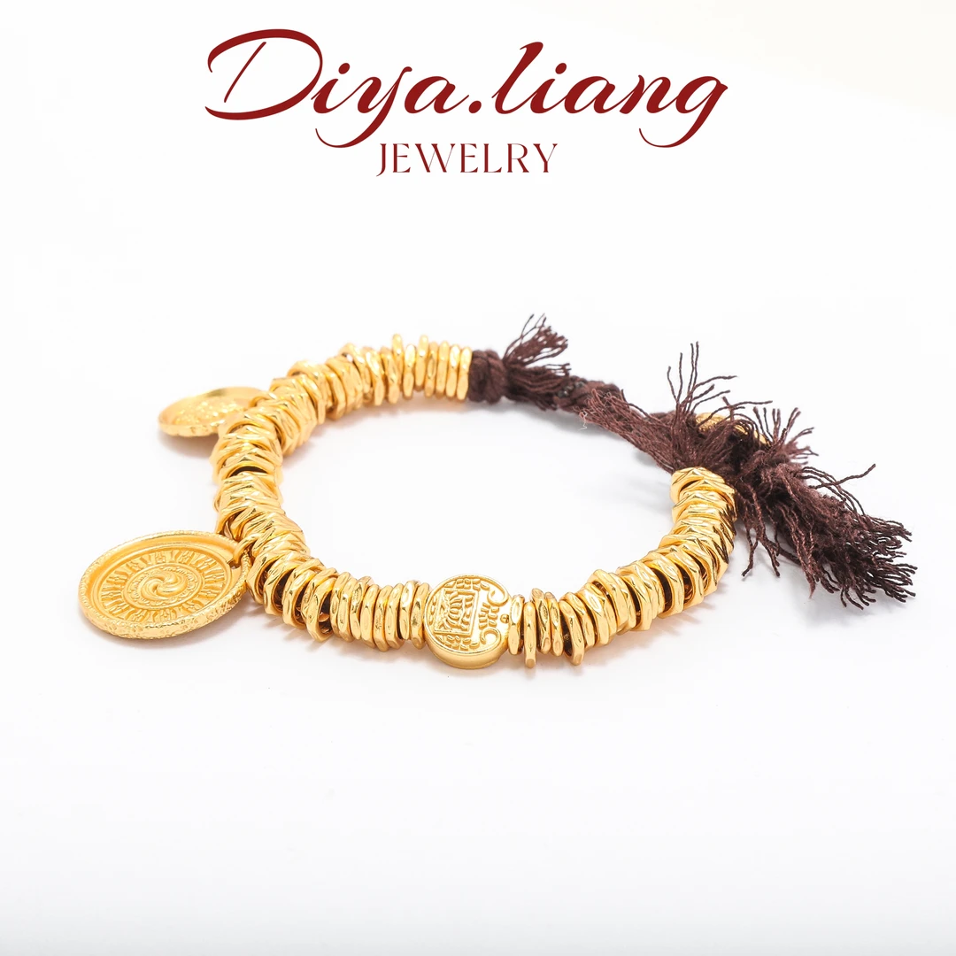 925银手链 梁雅帝新品【腰缠万贯】古法锤纹重工盘缠纯银手链