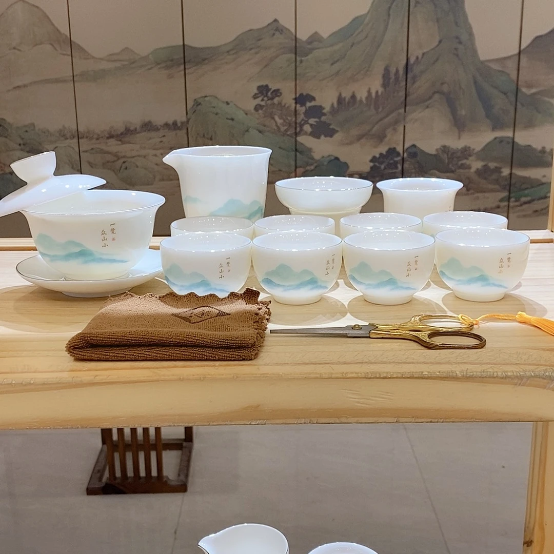 【墨城】羊脂玉瓷一览众山小15头