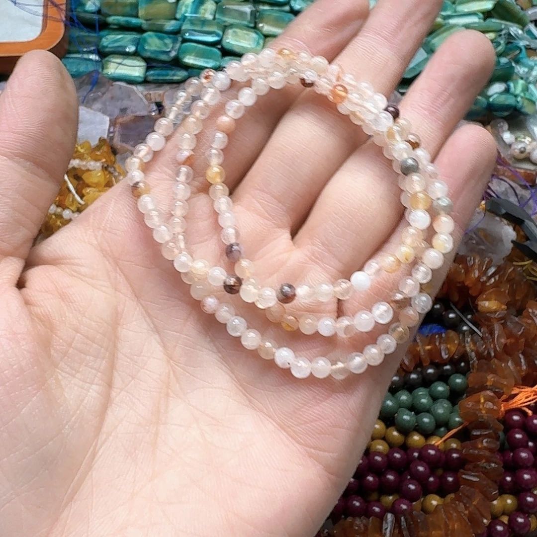 玛瑙/玉髓合金珠宝半成品一条4m红胶花多圈