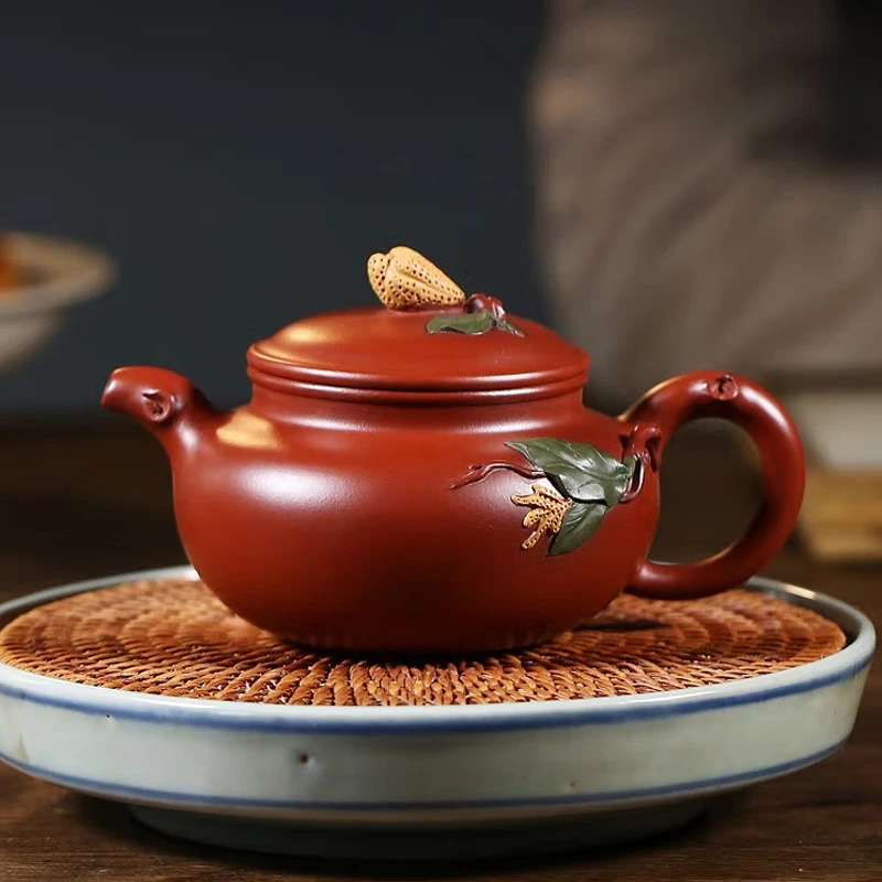 京峰阁宜兴正宗紫砂壶 原矿大红袍泥佛手仿古壶 纯全手工泡茶壶