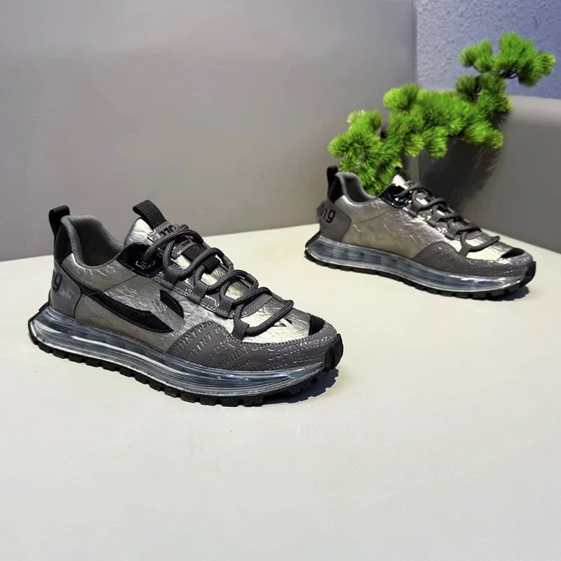 2025年秋冬舒适印花气垫低帮男潮鞋潮流软底高级厚底增高运动鞋