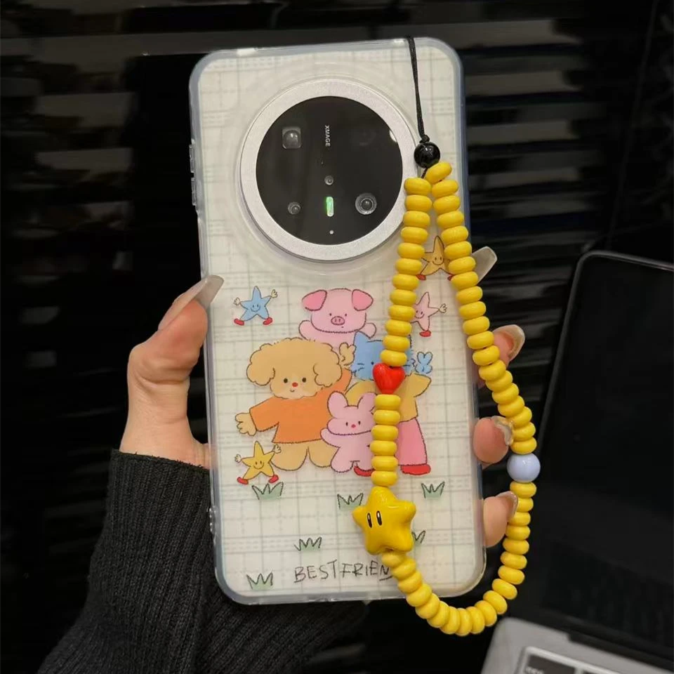 适用华为mate70pro+手机壳pura70可爱格子涂鸦小动物星星mate60女