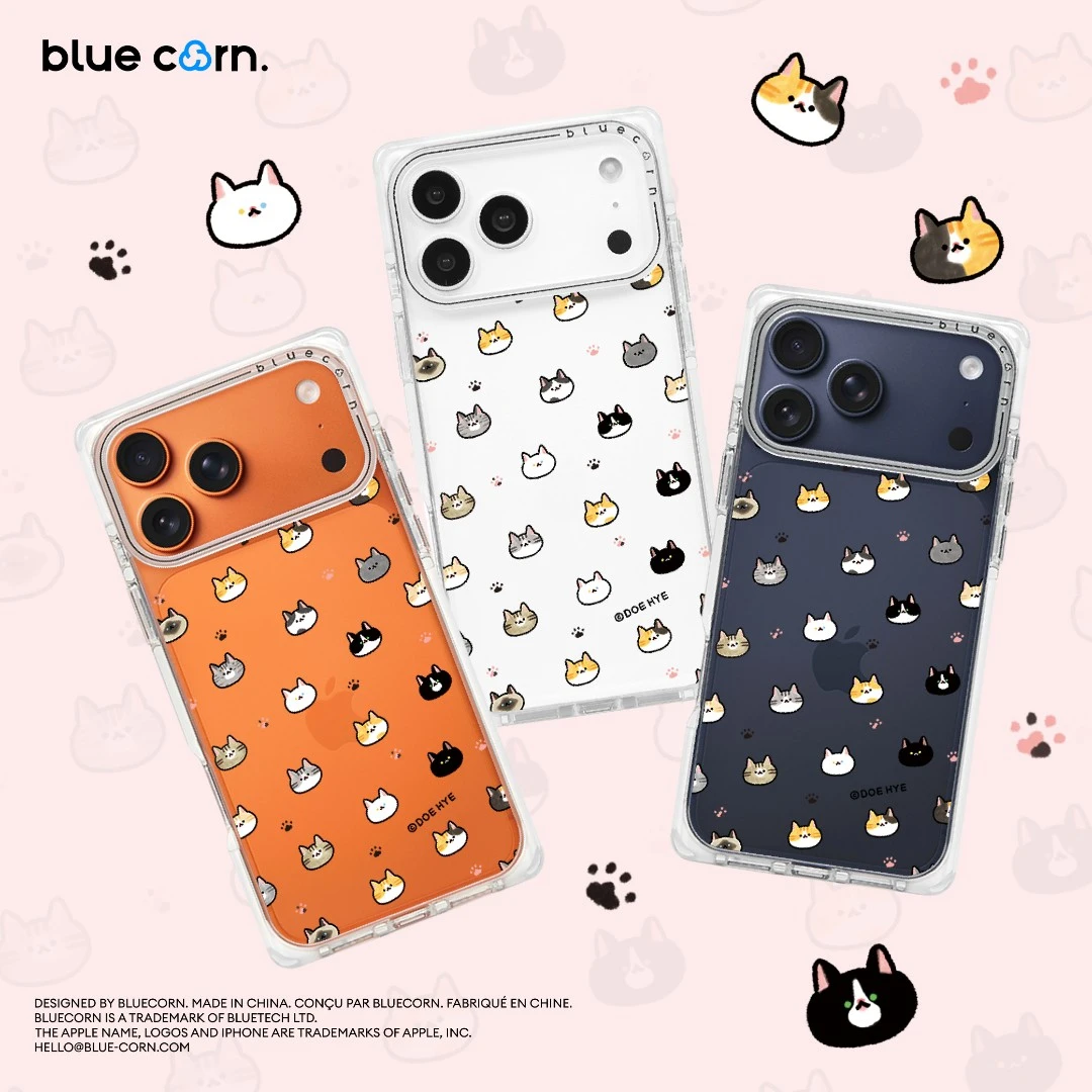 蓝色苞米联名奶酪喵团 喵喵头像适用iPhone17/16/15/ProMax手机壳
