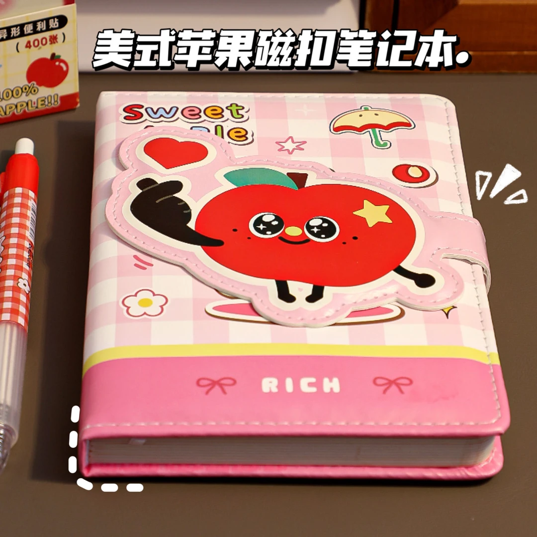 MOMOI/爱心苹果笔记本软皮口袋本学生手账记事本高颜值可爱小本子
