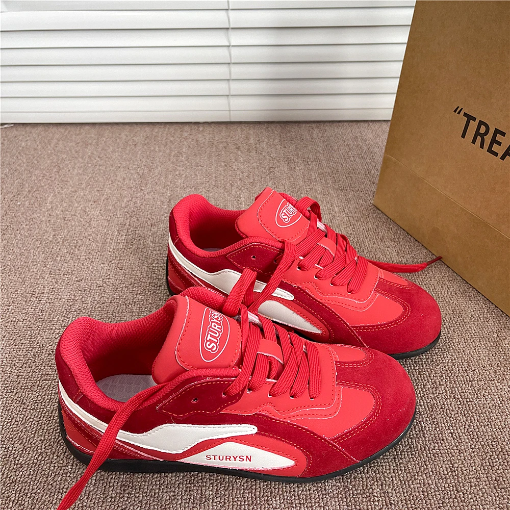 情侣赛车鞋复古红色德训鞋男学生2025新款ins秋季百搭休闲运动鞋