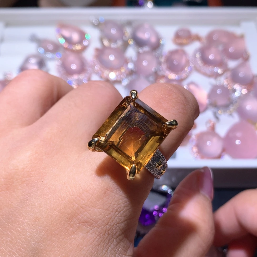 【闪购商品】水晶戒指银S925镶嵌打*油戒指