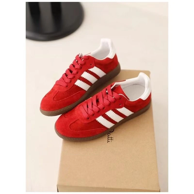 红色爆款德训鞋女2025新款百搭小白鞋复古板鞋休闲运动鞋