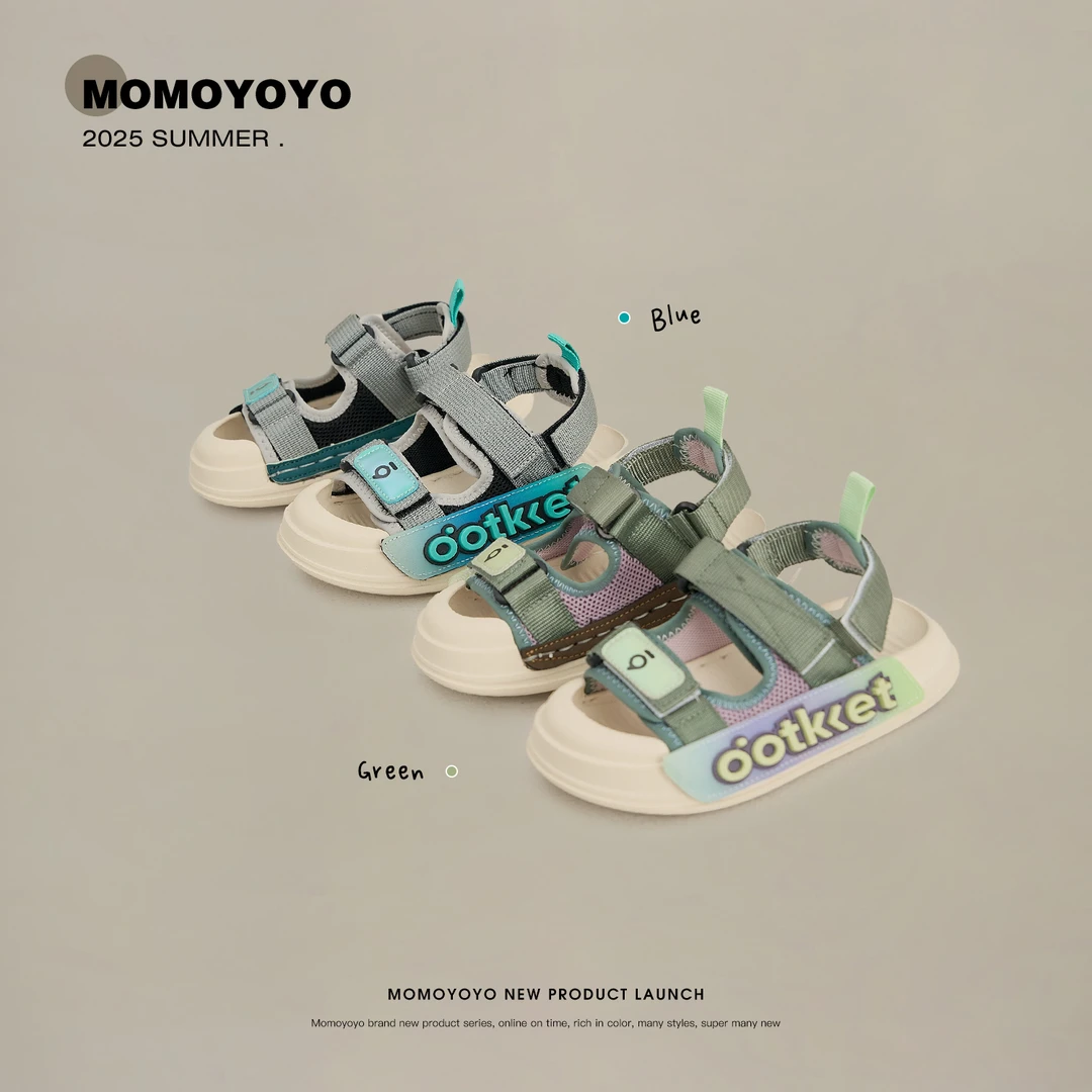 辰辰妈【贩卖机】儿童鞋子包头防撞魔术贴时尚休闲凉鞋24C09012