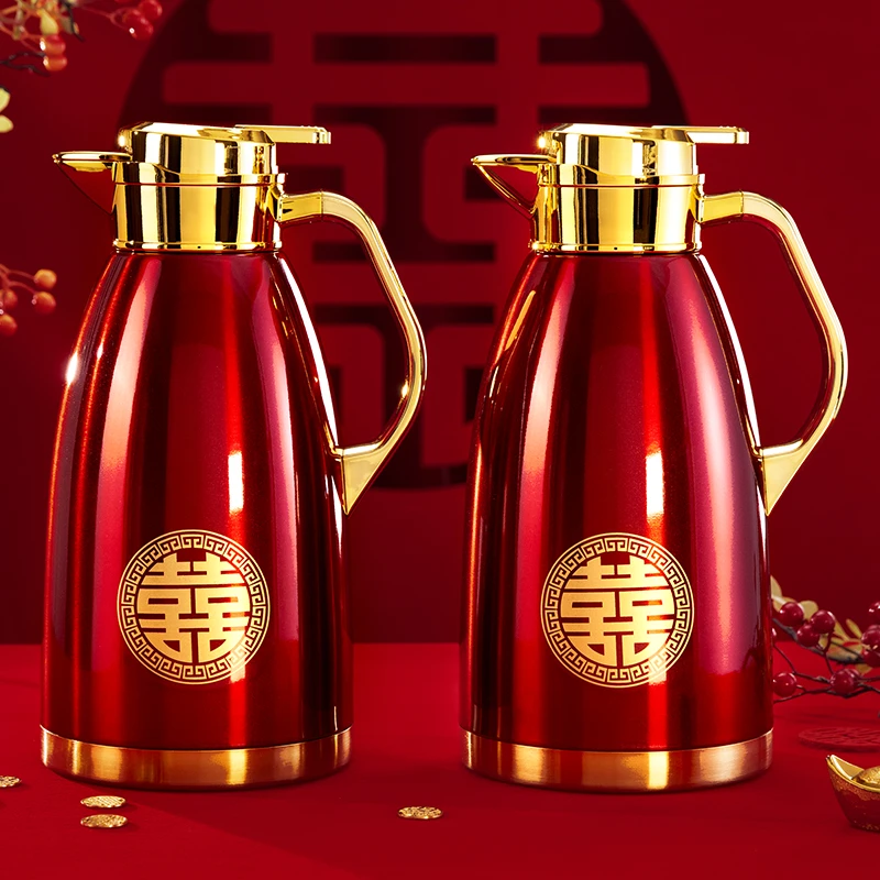 结婚保温壶结婚水壶一对陪嫁不锈钢暖瓶大容量陪嫁专用品大全