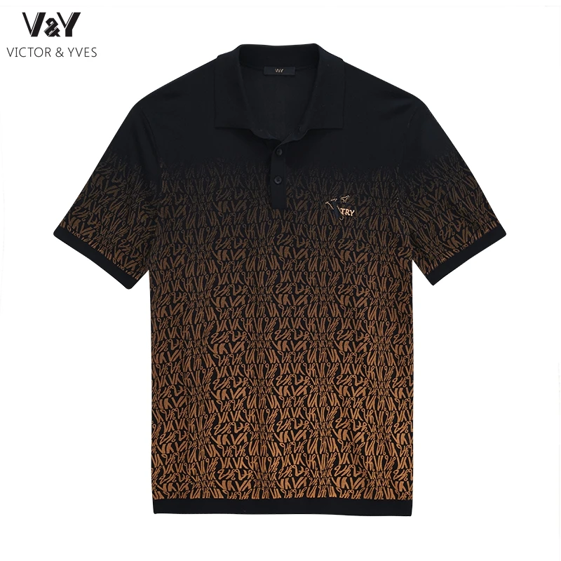 VY男装针织衫722378短袖POLO冰感ICE翻领满印花丝滑舒爽吸湿透气