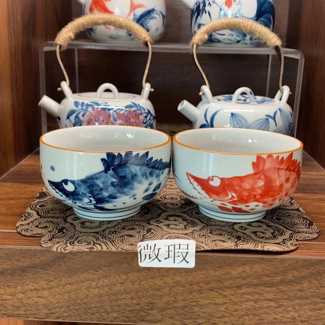 微瑕釉下彩纯手绘手工绘制