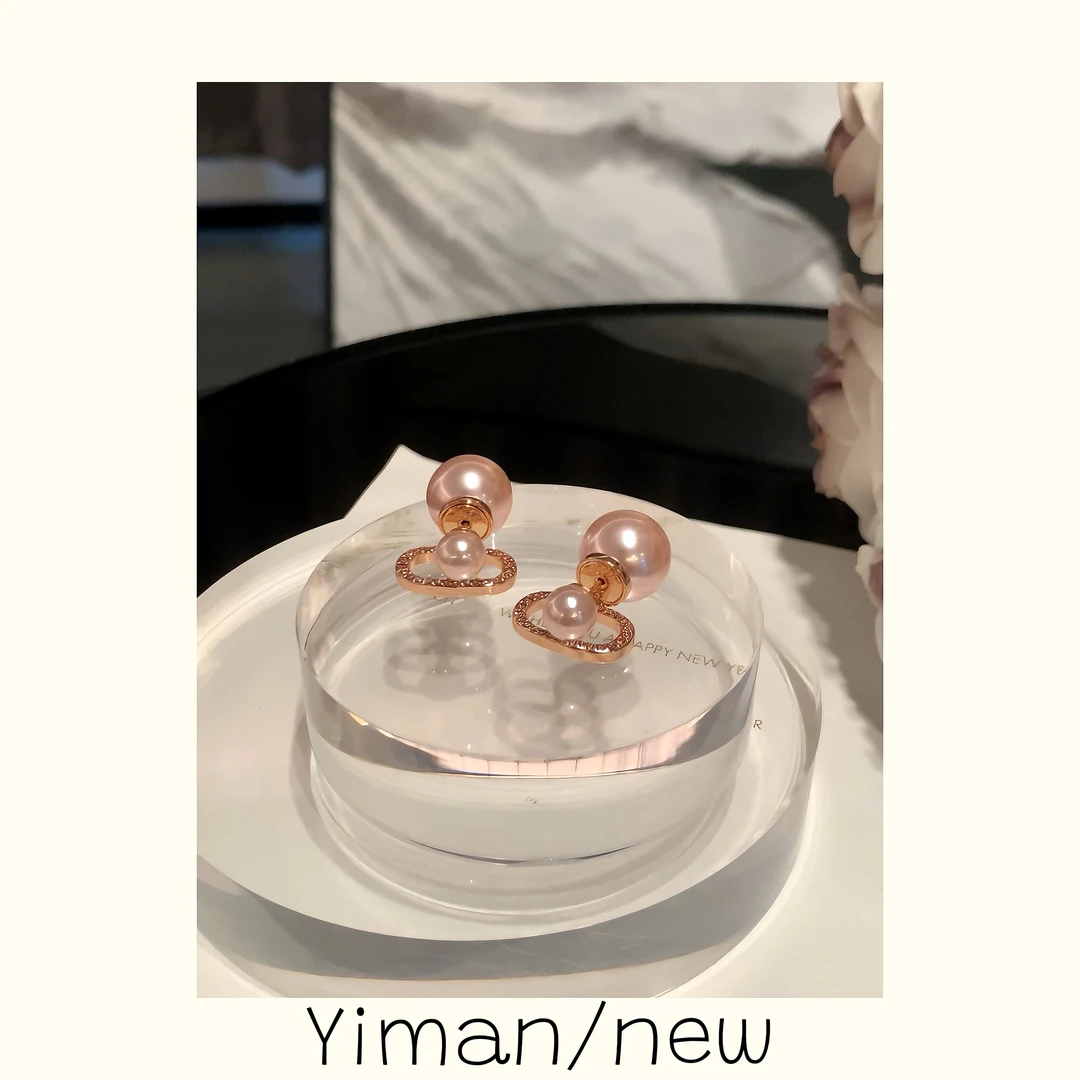 铜合金仿珍珠耳饰 粉色珠珠叠戴吊坠耳钉MZ3676