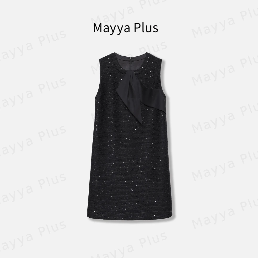 【柏林夜晚】Mayya Plus麦芽定制轻奢气质显瘦款梭织连衣裙32518109