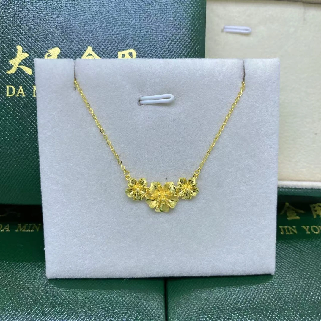 #7012黄玫18K金Au750三生花精品套链轻奢气质时尚