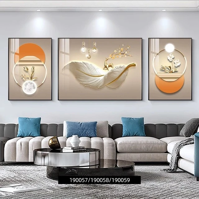 【直播】轻若鸿毛客厅装饰画三联壁画现代简约沙发背景墙挂画轻奢