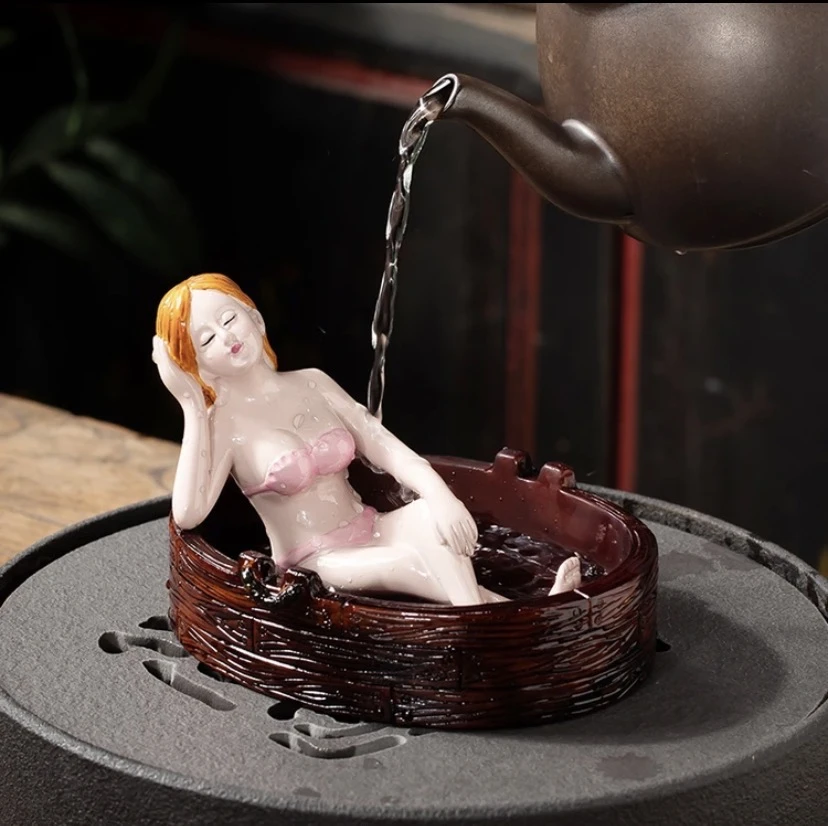 遇水变色创意陶瓷个性茶宠摆件可泡茶烟灰缸茶宠摆件茶宠变色