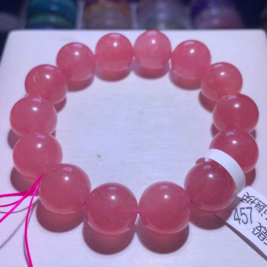 水晶手串银S925镶嵌红草莓16.5m