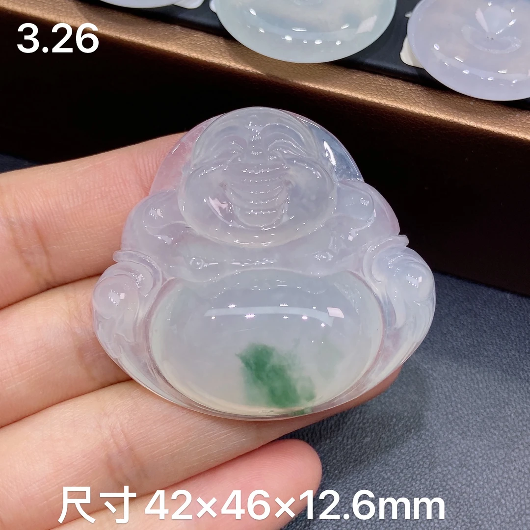 缅甸天然A货翡翠，冰种飘花超大后庄大佛公吊坠，时尚大气上档次Y