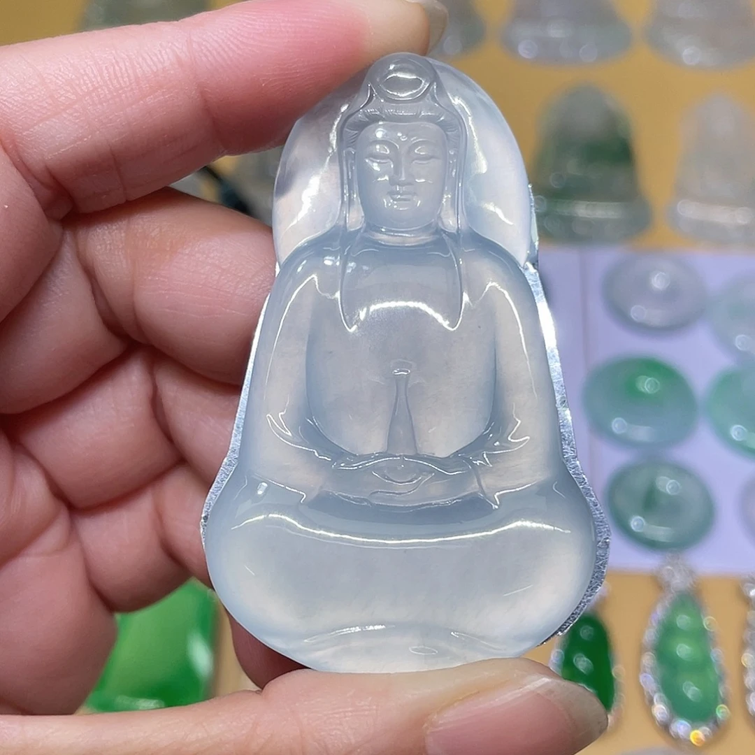 翡翠未镶嵌颈饰一刀切素衣