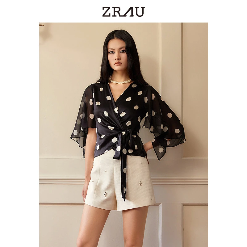 【达人专属】ZRAU气质时尚波点轻薄雪纺衫上衣91030431991