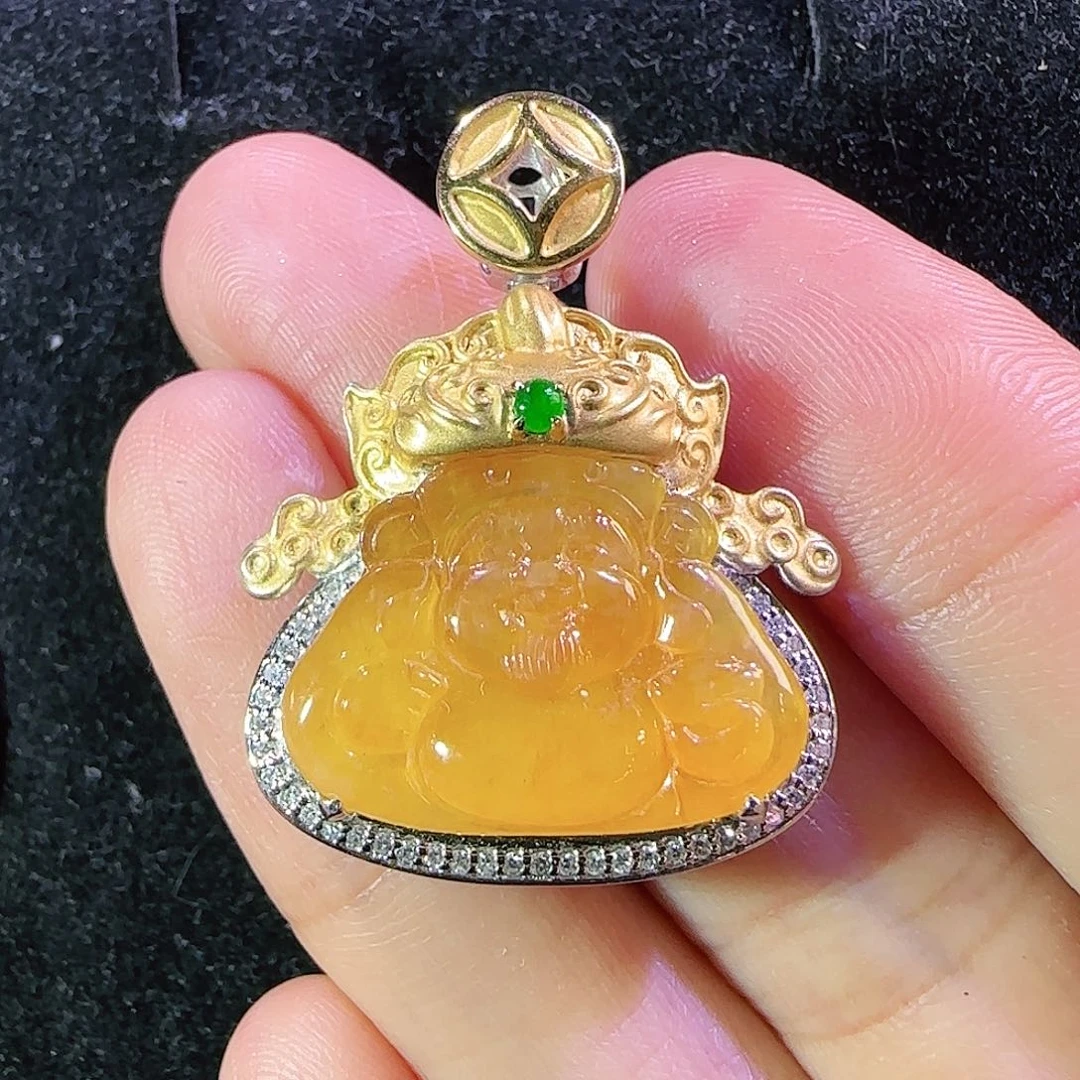 翡翠18K金镶嵌吊坠(不含链)
