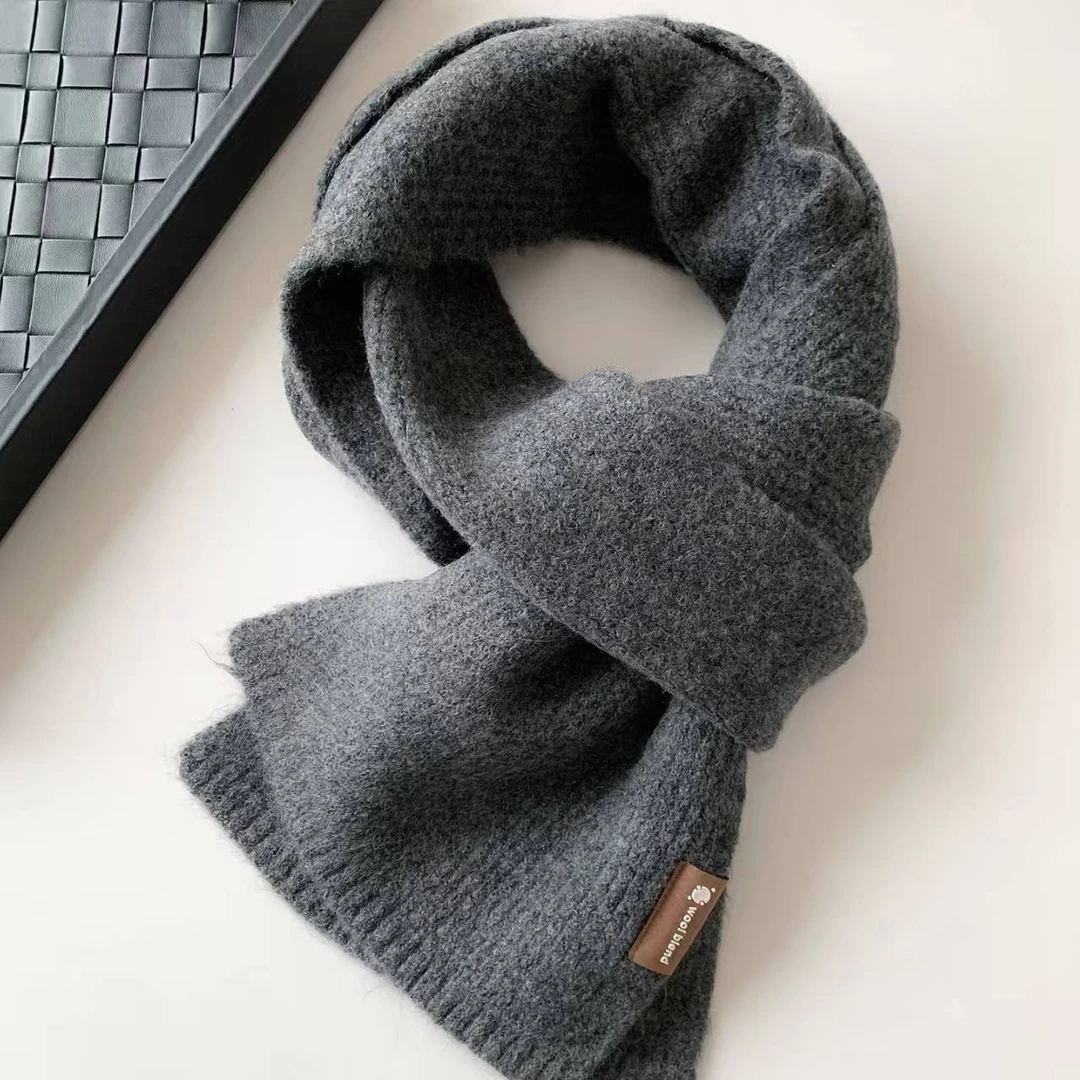 韩系氛围感针织毛线围巾女秋冬季学生保暖护颈高级感加厚百搭围脖