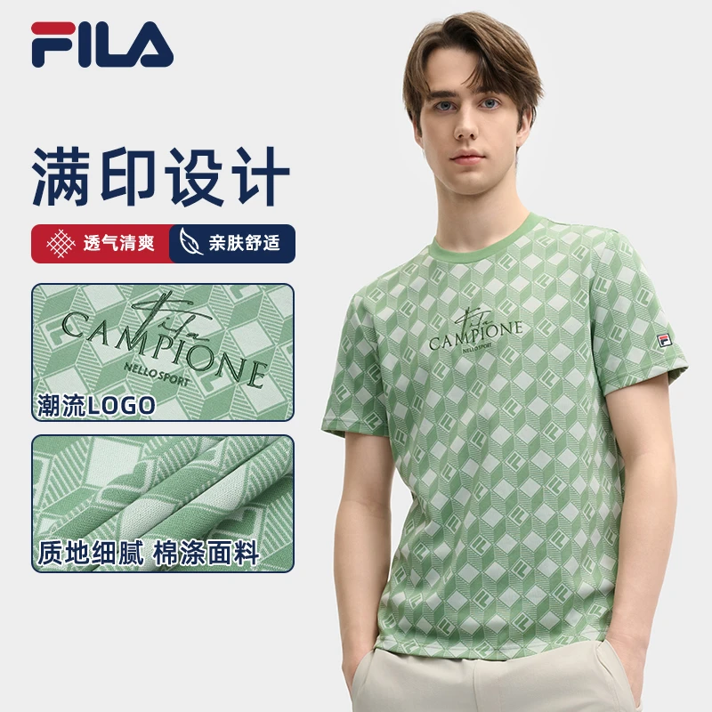 Fila/斐乐春新款户外百搭运动休闲男针织短袖衫F11M528115F