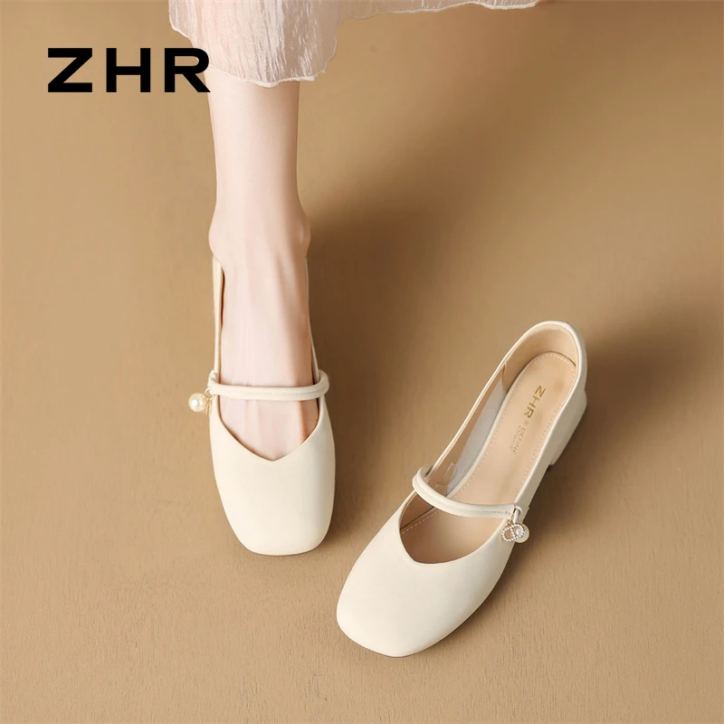 玛丽珍鞋女2025粗跟外穿单鞋气质百搭温柔乐福鞋妈妈鞋粗跟浅口鞋