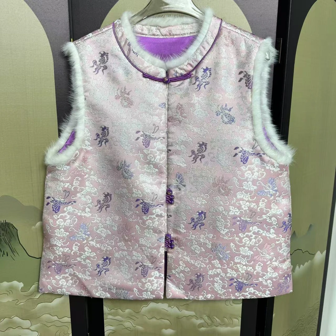 【金鱼绕彩蝶棉马甲】新中式时尚百搭气质秋冬新款马甲